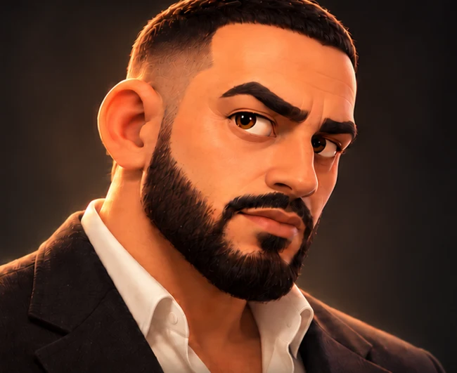 Approved cartoon portrait of Capital T